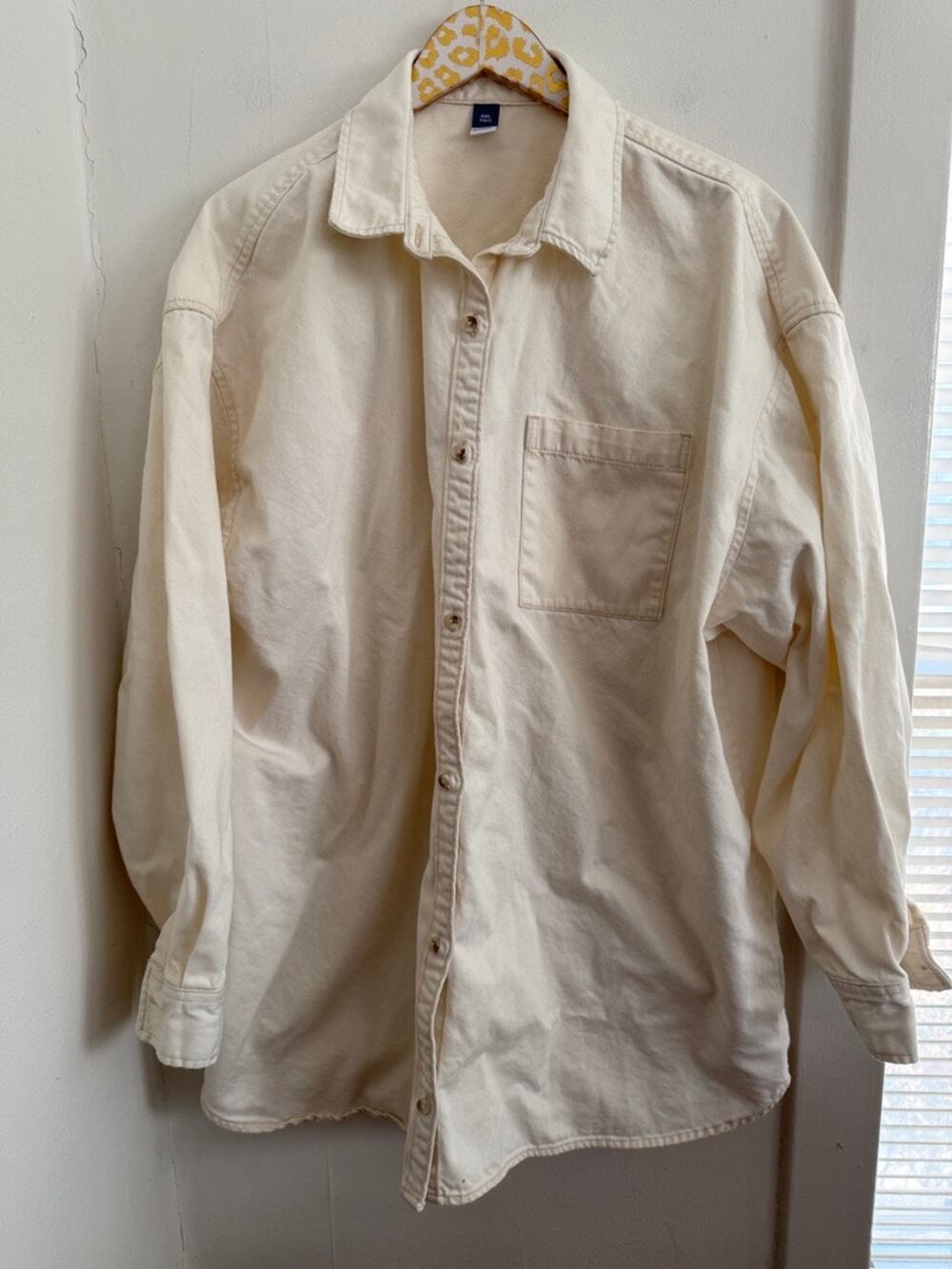 OLD NAVY Men's Ivory Cream Heavy Cotton Work Shirt | Size XXL Tall